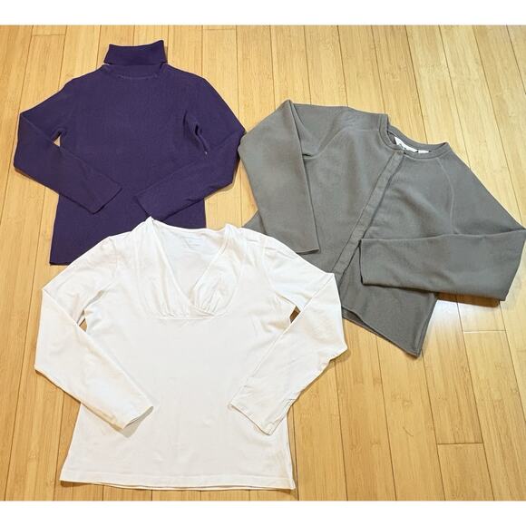 Lot of 3 Eddie Bauer Women Long Sleeves Sz M/P Winter Essentials Sweater & Tops - Picture 1 of 8